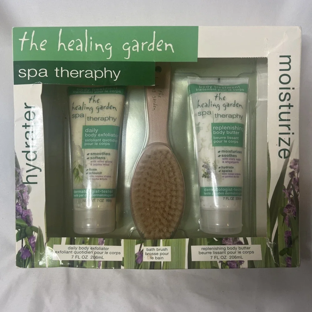 The Healing Garden‎ Spa Theraphy Exfoliator Bath Brush  Body Butter Gift Set
